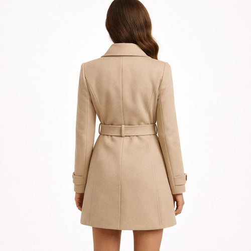 Dames Manteljas met Ceintuur & Dubbele Knopen